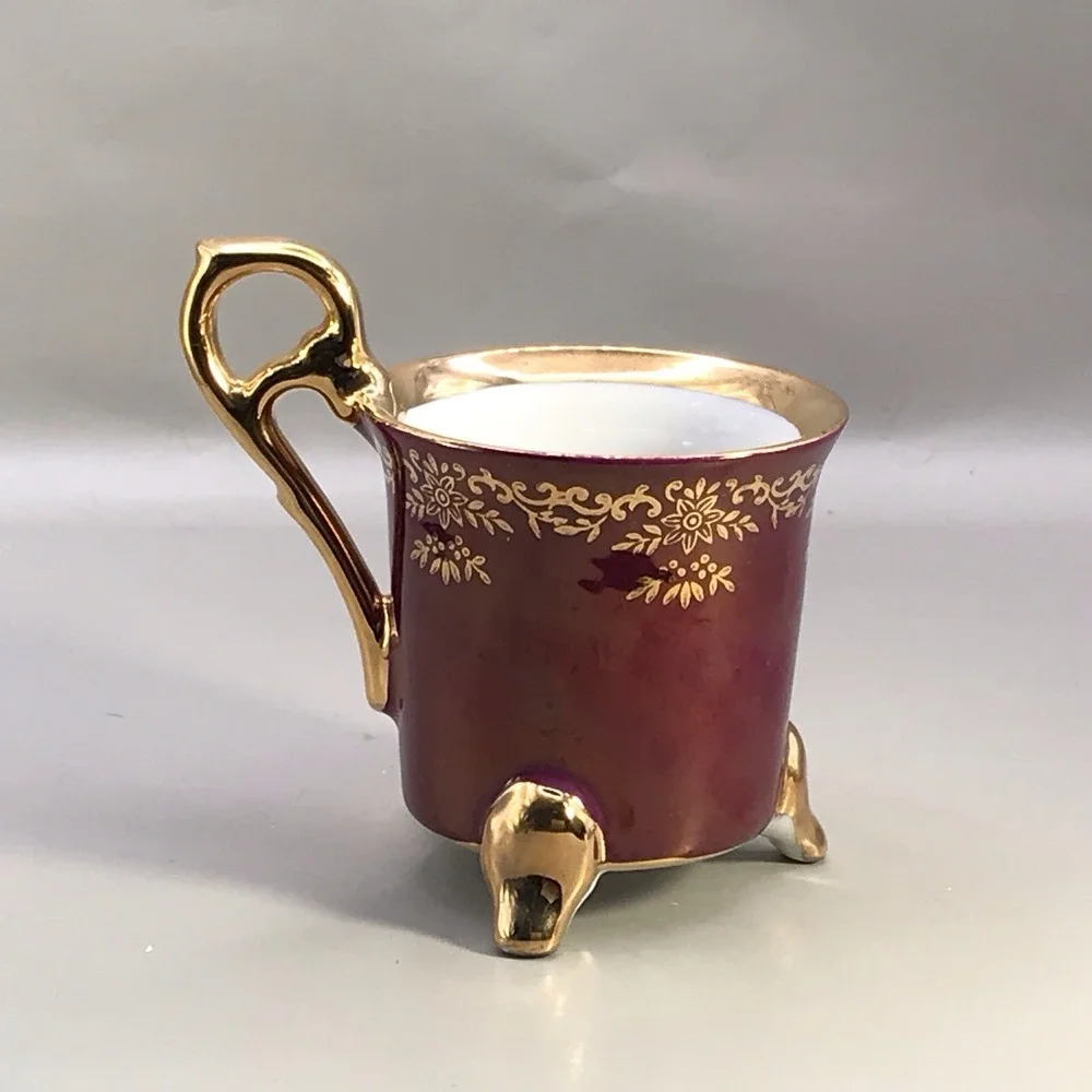 Porcelain KPM Footed Tea Cup and Saucer Floral Gold Trim -‎ Japan